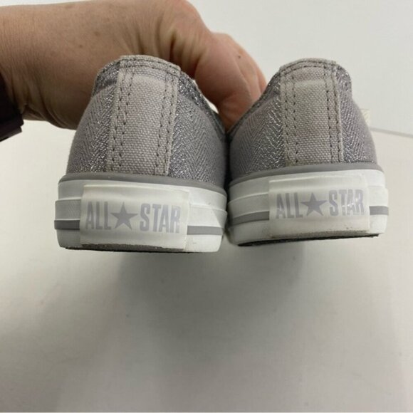 Converse Double Tongue Silver Sparkle and Turquoise Low Top Sneakers Youth Size3 - Picture 6 of 12